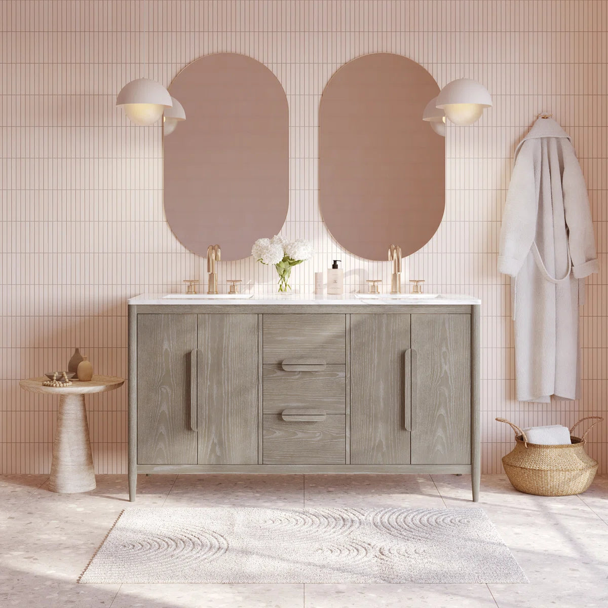 Weymouth 60" Width Double Bathroom Vanity | Quartz Countertop