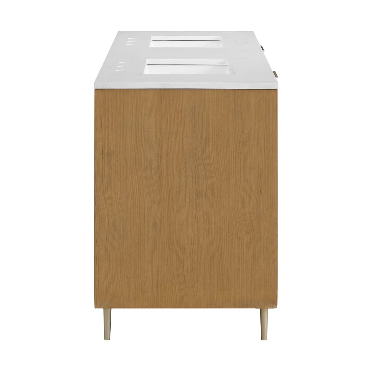 Bern 60" Reeded Oak Double Bathroom Vanity | Engineered Marble Countertop