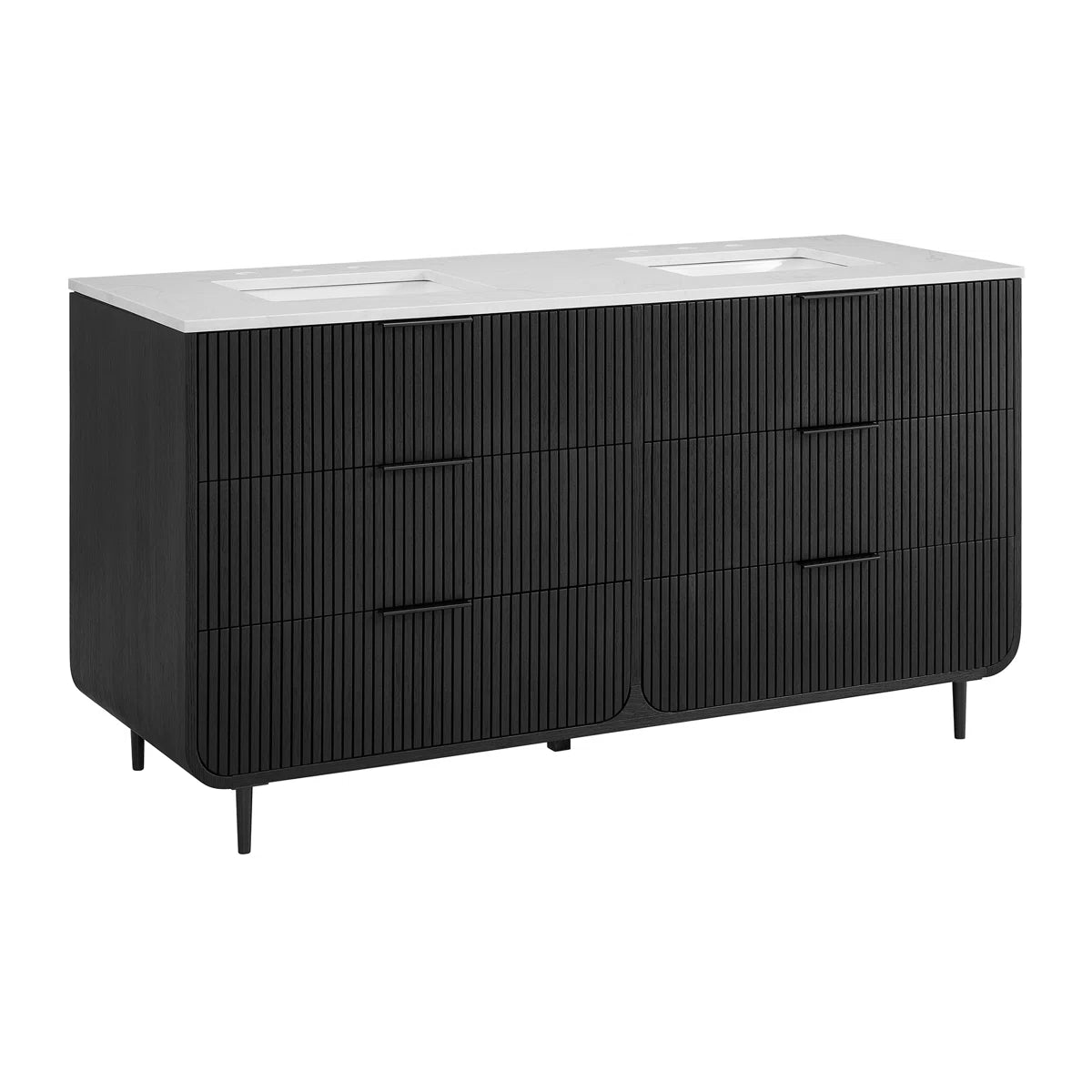Bern 60" Width Double Bathroom Vanity In Black