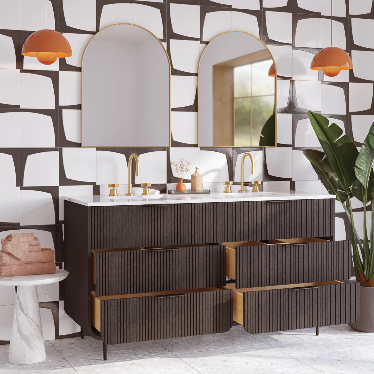 Bern 60" Width Double Bathroom Vanity In Black