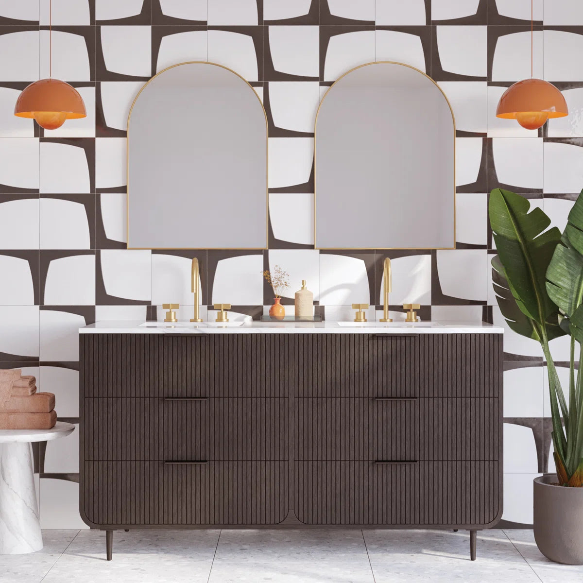 Bern 60" Width Double Bathroom Vanity In Black