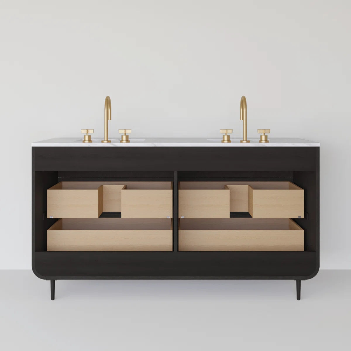 Bern 60" Width Double Bathroom Vanity In Black