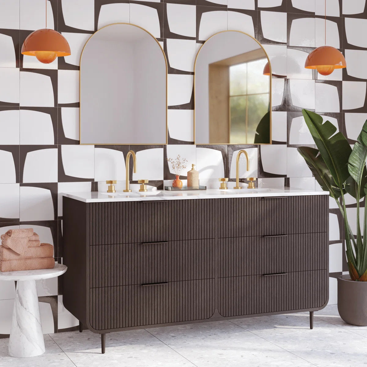 Bern 60" Width Double Bathroom Vanity In Black