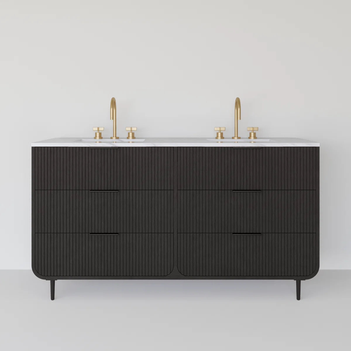 Bern 60" Width Double Bathroom Vanity In Black