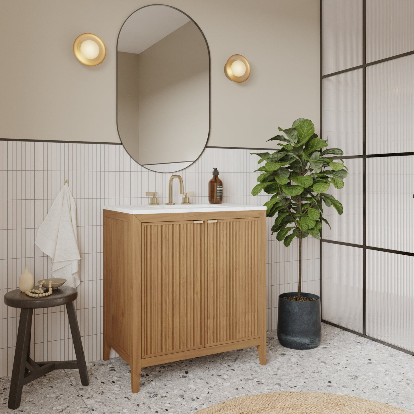 Kendal 30"W x 20"D RTA Single Sink Bathroom Vanity | Calacatta Gold Quartz Countertop