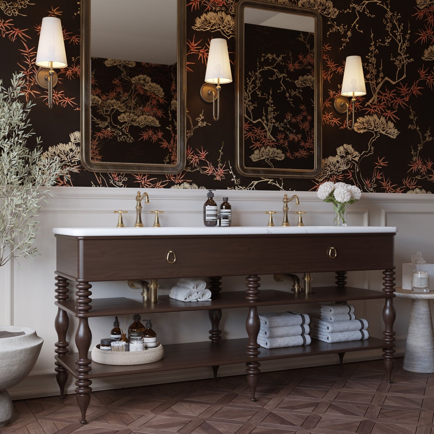 Chantilly 72" Double Sink Bathroom Vanity | Statuario Quartz Countertop