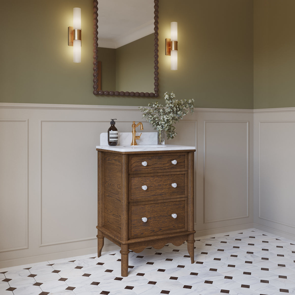 Juliette 24"W x 20"D Single Sink Bathroom Vanity with Cultured Marble Top