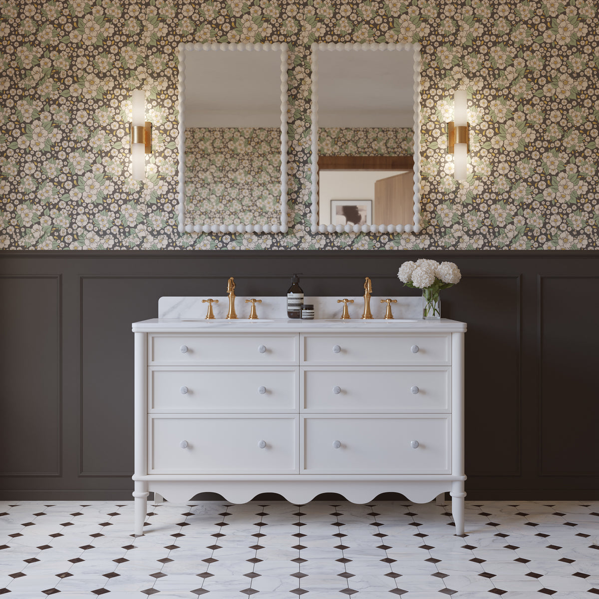 Juliette 54"W x 22"D Double Sink Bathroom Vanity with Cultured Marble Top