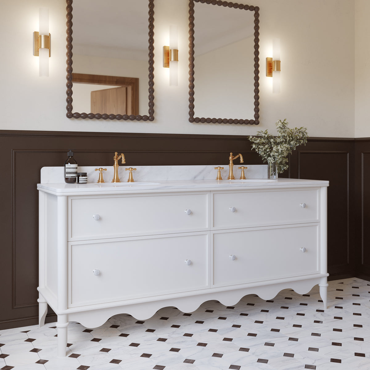 Juliette 72"W x 22"D Double Sink Bathroom Vanity | Cultured Marble Top