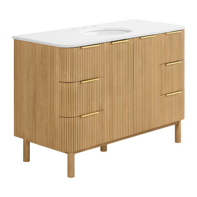 Havana 48" Finished Birch Undermount Single Sink Bathroom Vanity with White Quartz Top
