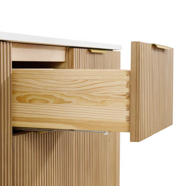 Havana 72" Finished Birch Undermount Double Sink Bathroom Vanity with White Quartz Top