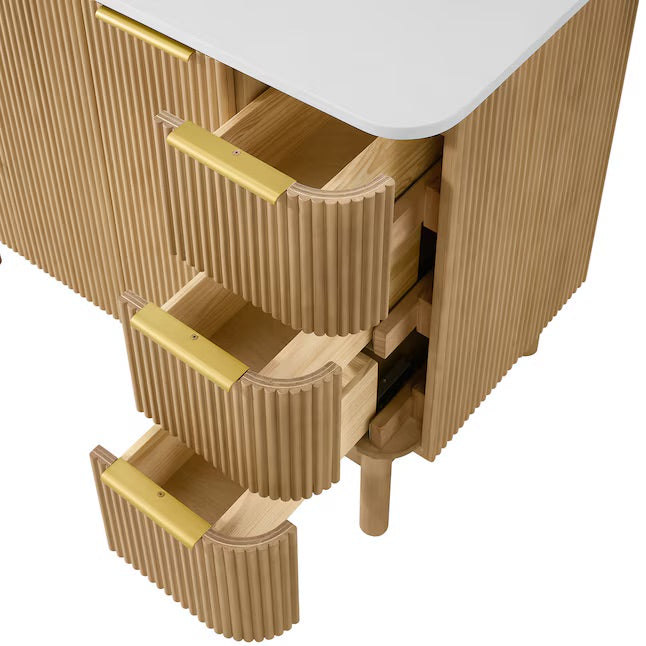 Havana 42" Finished Birch Undermount Single Sink Bathroom Vanity with White Quartz Top
