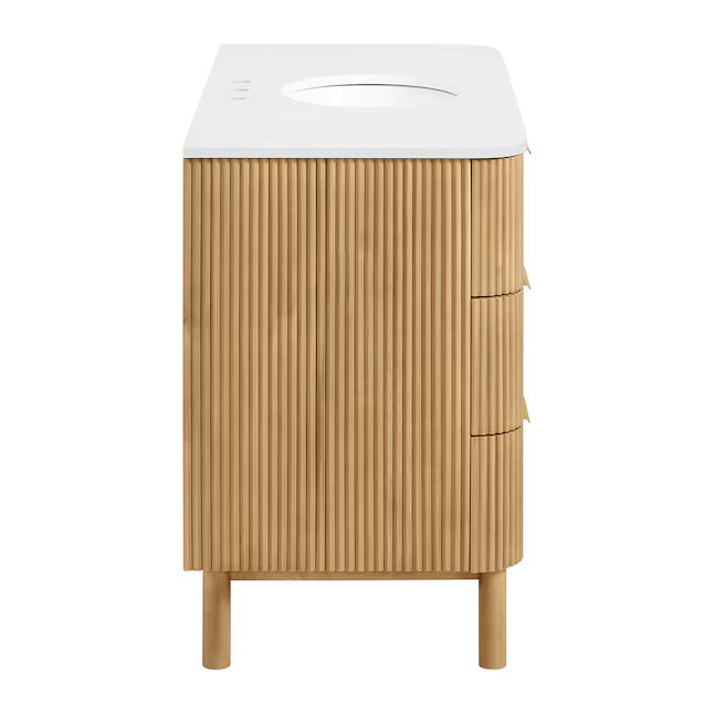 Havana 48" Finished Birch Undermount Single Sink Bathroom Vanity with White Quartz Top