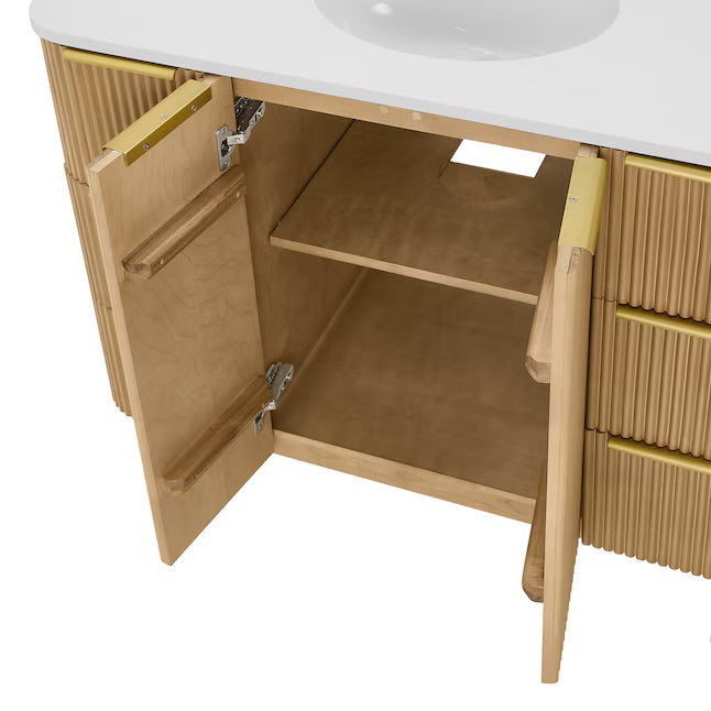 Havana 42" Finished Birch Undermount Single Sink Bathroom Vanity with White Quartz Top