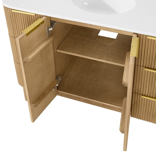Havana 48" Finished Birch Undermount Single Sink Bathroom Vanity with White Quartz Top