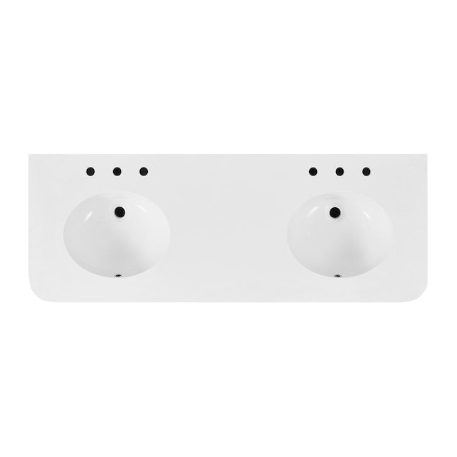 Havana 60" Finished Birch Undermount Double Sink Bathroom Vanity with White Quartz Top
