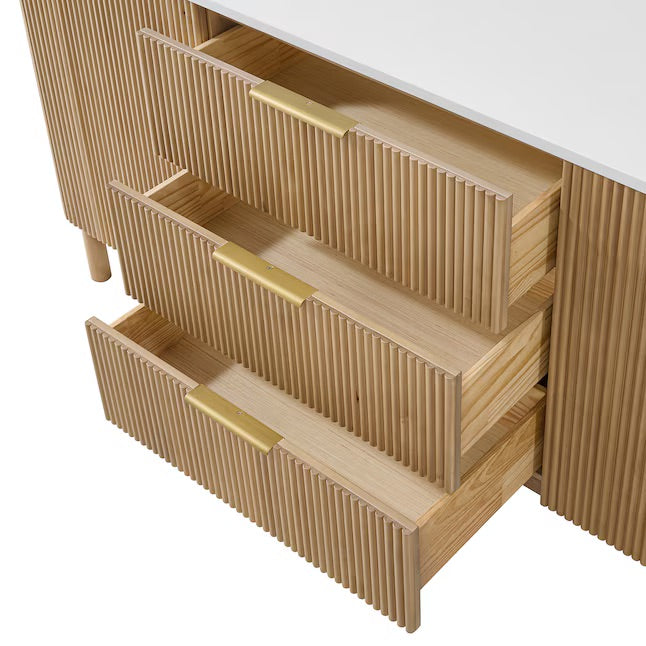 Havana 72" Finished Birch Undermount Double Sink Bathroom Vanity with White Quartz Top