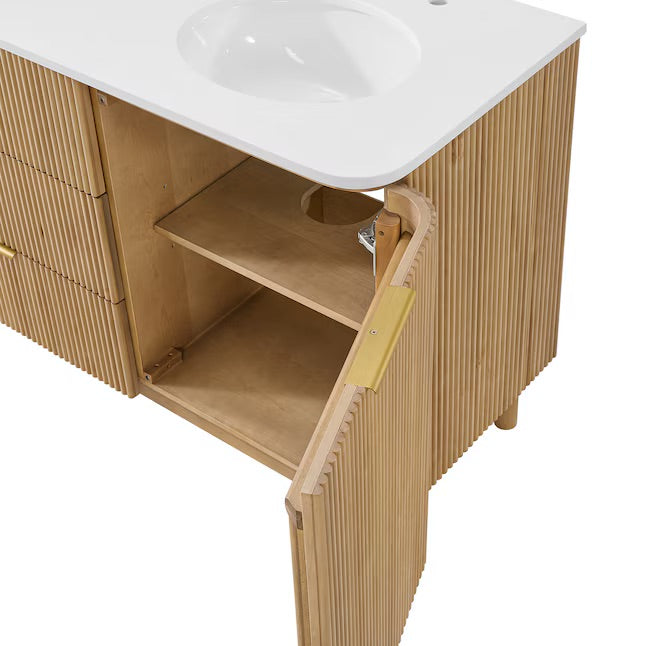 Havana 72" Finished Birch Undermount Double Sink Bathroom Vanity with White Quartz Top
