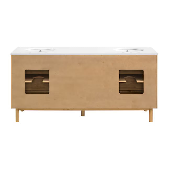 Havana 72" Finished Birch Undermount Double Sink Bathroom Vanity with White Quartz Top