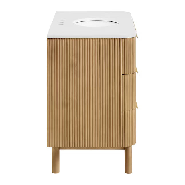 Havana 42" Finished Birch Undermount Single Sink Bathroom Vanity with White Quartz Top