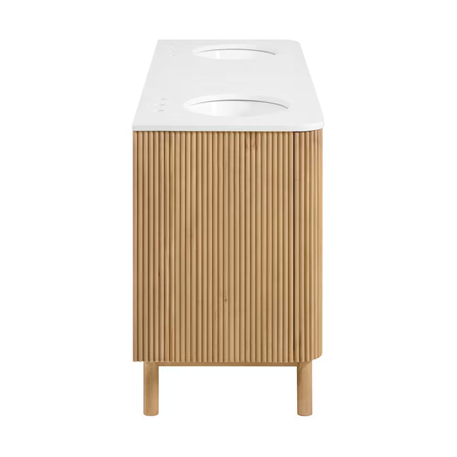 Havana 72" Finished Birch Undermount Double Sink Bathroom Vanity with White Quartz Top