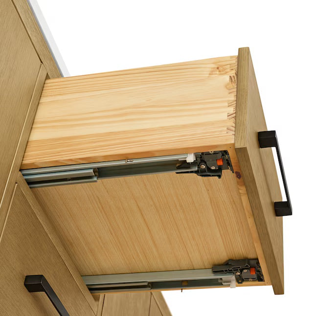 Bergen 60" Wire-brushed Light Oak Undermount Double Sink Bathroom Vanity with White Statuario Quartz Top