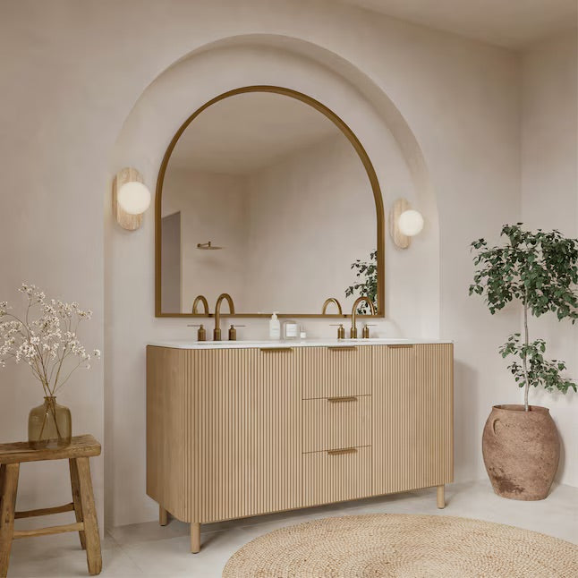 Havana 60" Finished Birch Undermount Double Sink Bathroom Vanity with White Quartz Top