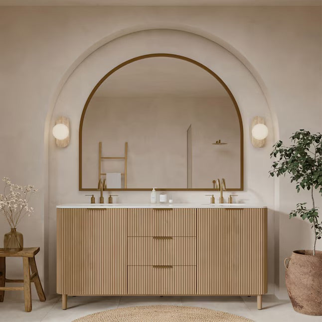 Havana 72" Finished Birch Undermount Double Sink Bathroom Vanity with White Quartz Top