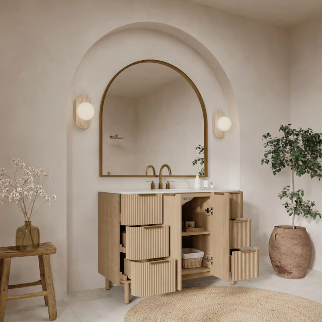 Havana 42" Finished Birch Undermount Single Sink Bathroom Vanity with White Quartz Top