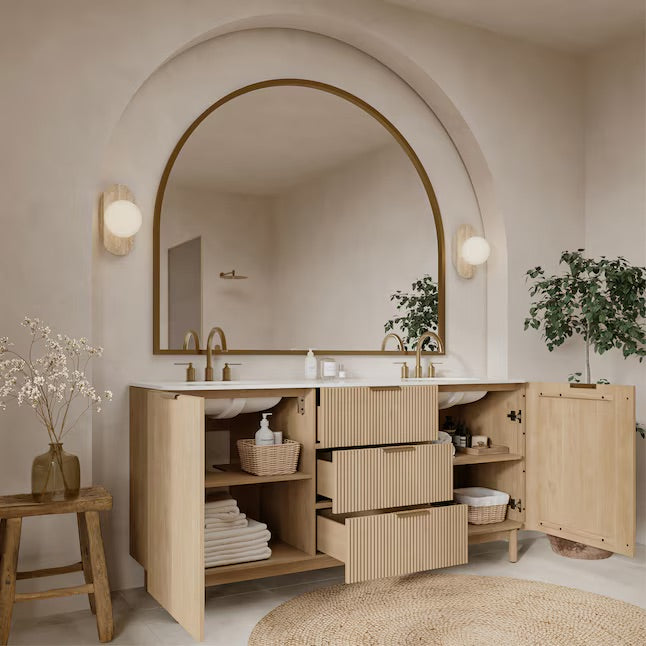 Havana 72" Finished Birch Undermount Double Sink Bathroom Vanity with White Quartz Top