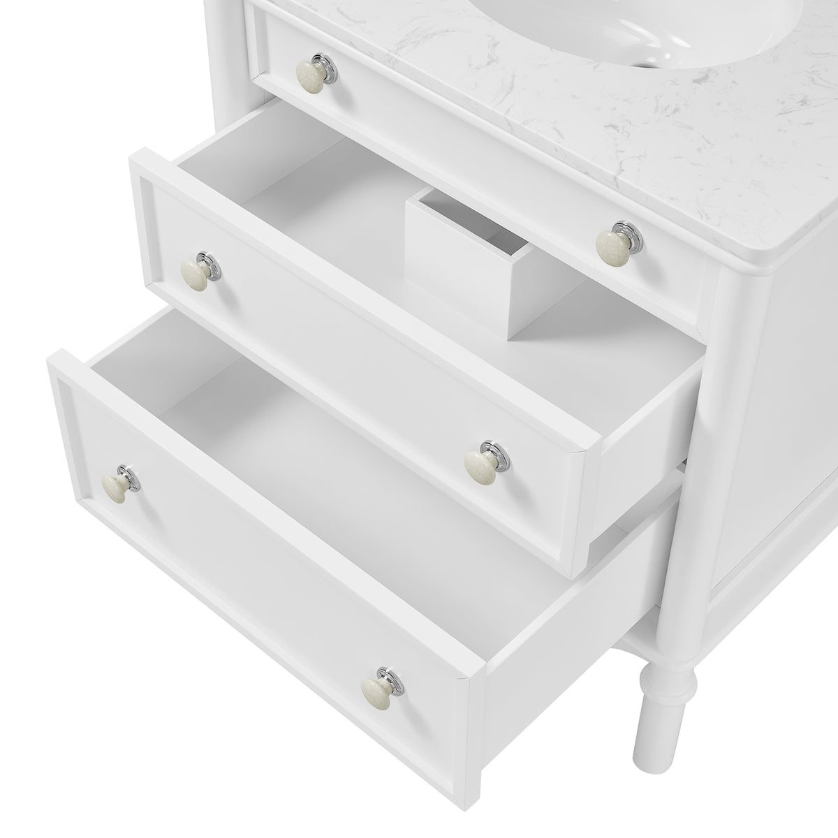 Juliette 30" Bathroom Vanity in Blanc White with Engineered Marble Countertop