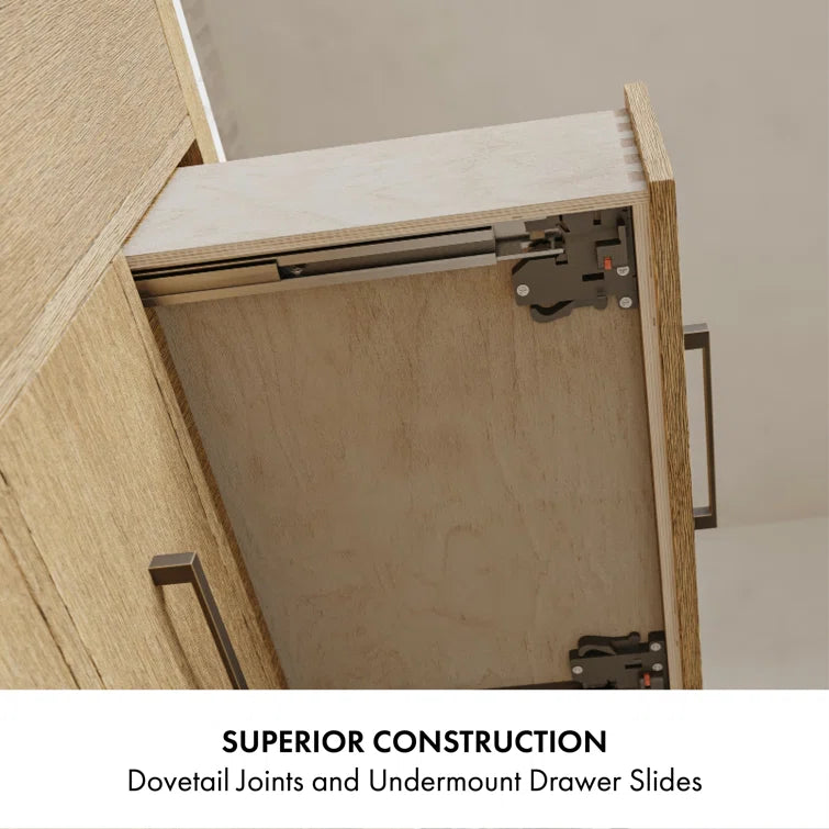 Bergen 60" Double Bathroom Vanity in Wire Brushed Oak | Carrara Marble Countertop