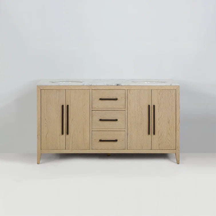 Bergen 60" Double Bathroom Vanity with Carrara Marble Top