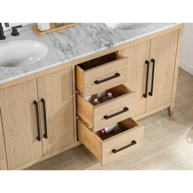 Bergen 60" Double Bathroom Vanity with Carrara Marble Top