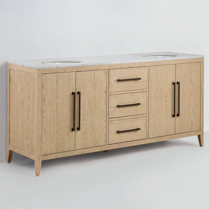 Bergen 72" Double Bathroom Vanity with Marble Top