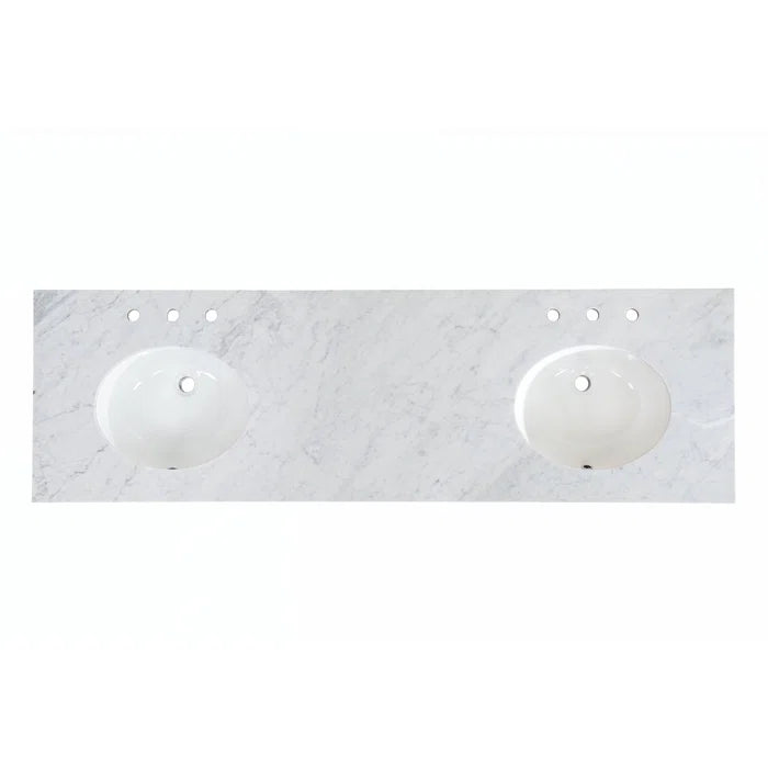 Bergen 72" Double Bathroom Vanity with Marble Top