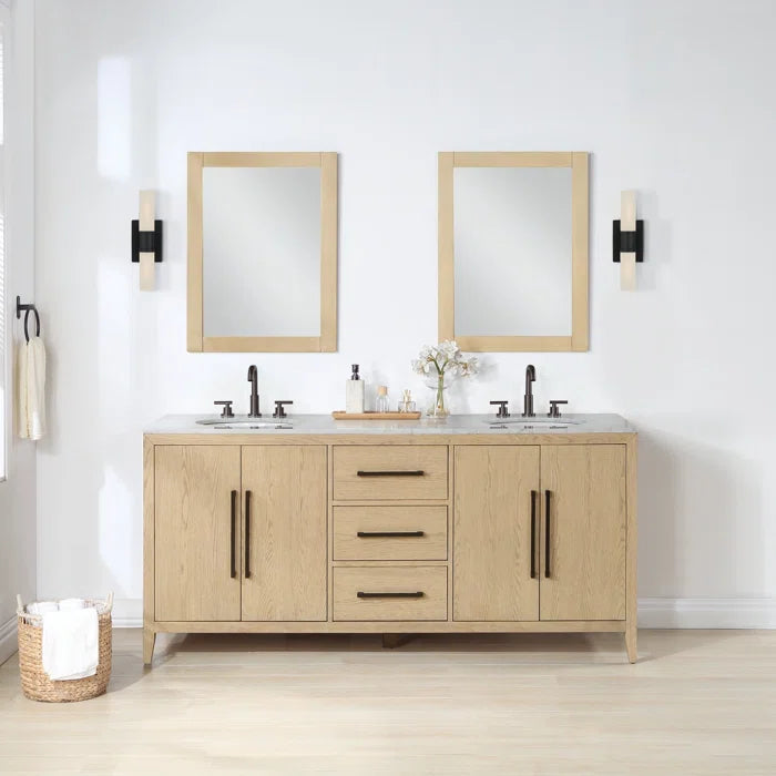 Bergen 72" Double Bathroom Vanity with Marble Top