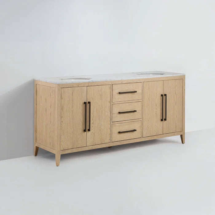 Bergen 72" Double Bathroom Vanity with Marble Top