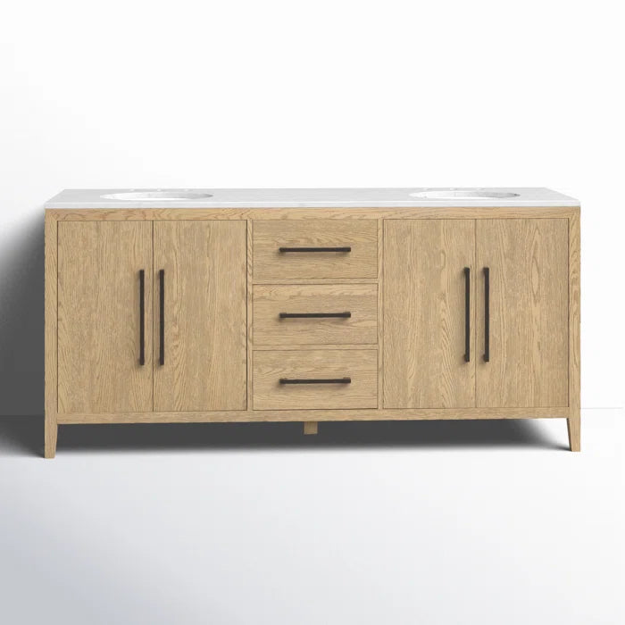 Bergen 72" Double Bathroom Vanity with Marble Top