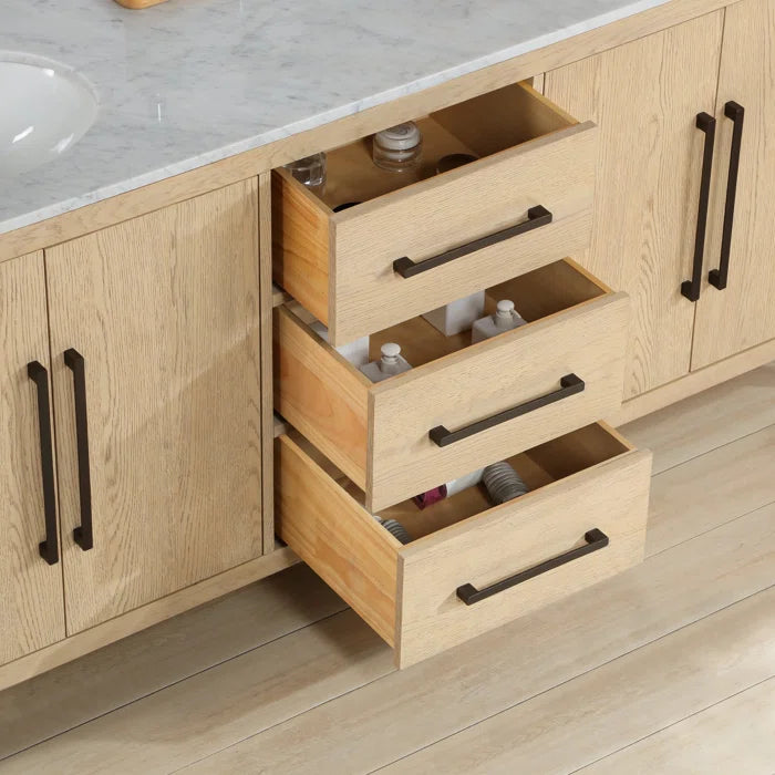 Bergen 72" Double Bathroom Vanity with Marble Top