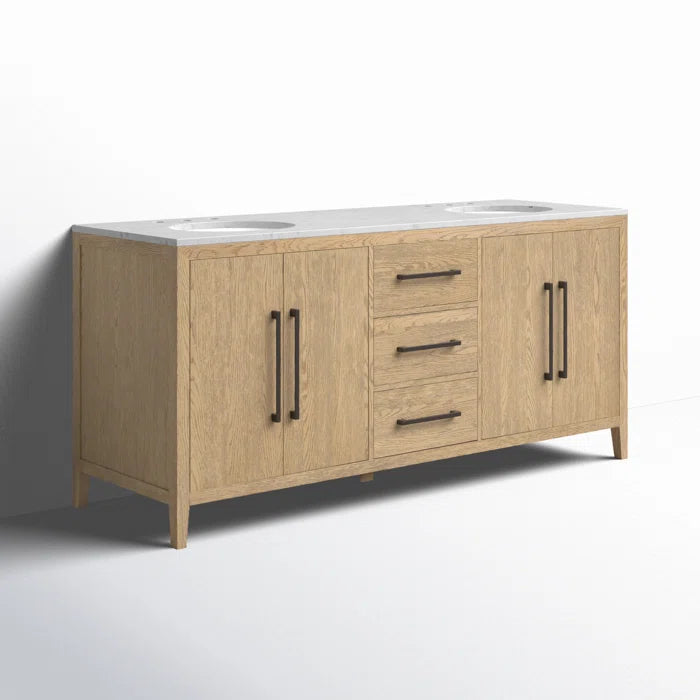 Bergen 72" Double Bathroom Vanity with Marble Top
