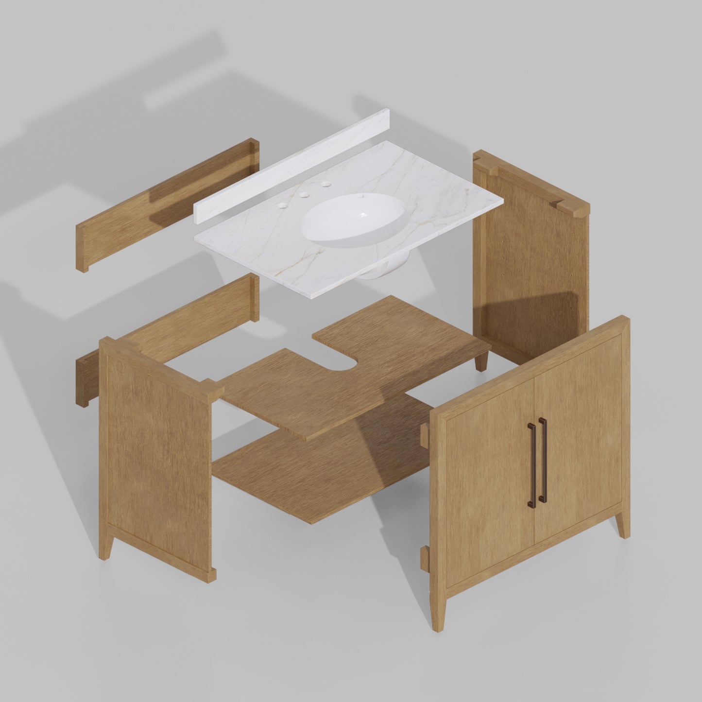 Bergen 36"W x 22"D Single Bathroom Vanity | Calacatta Gold Quartz Countertop