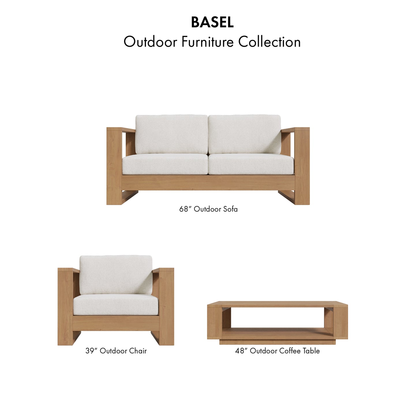 Basel 4 Piece Outdoor Set in Oiled Eucalyptus