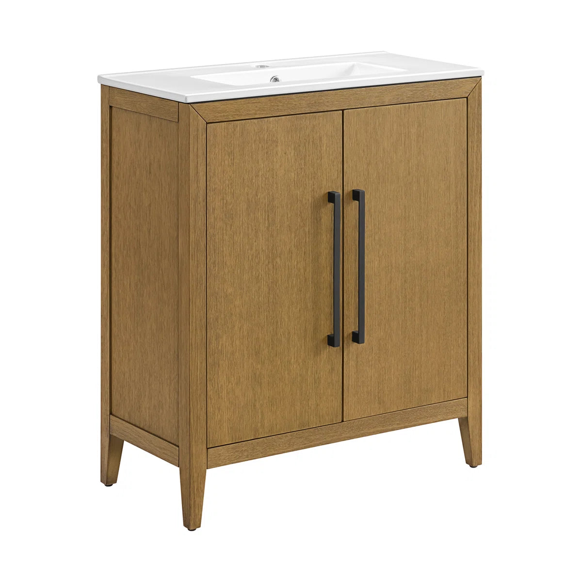 Bergen 30" Single Bathroom Vanity | White Porcelain Countertop
