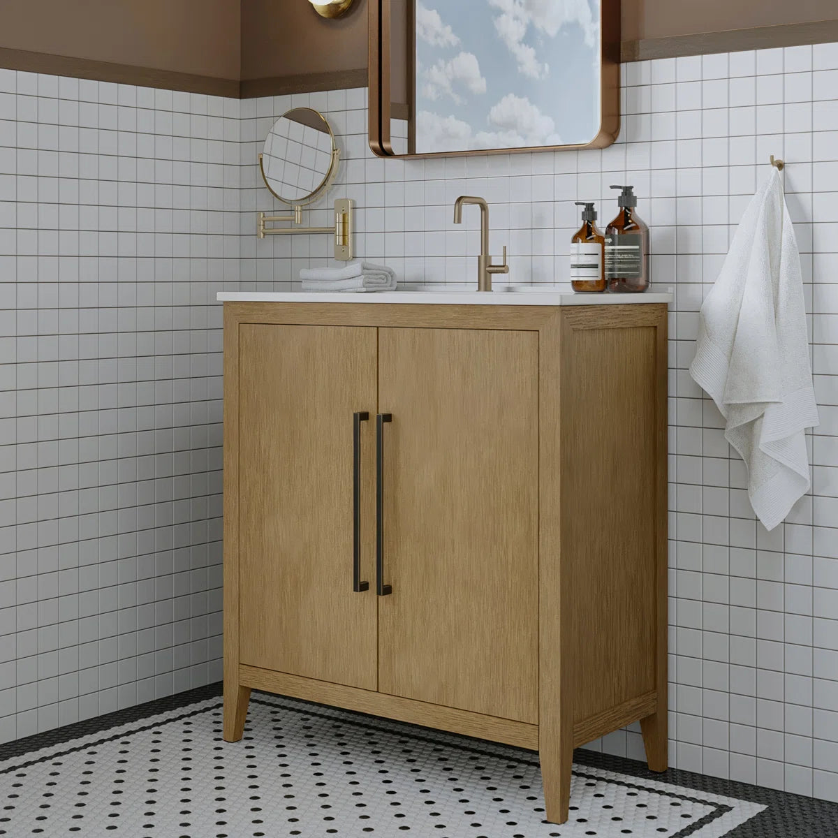 Bergen 30" Single Bathroom Vanity | White Porcelain Countertop