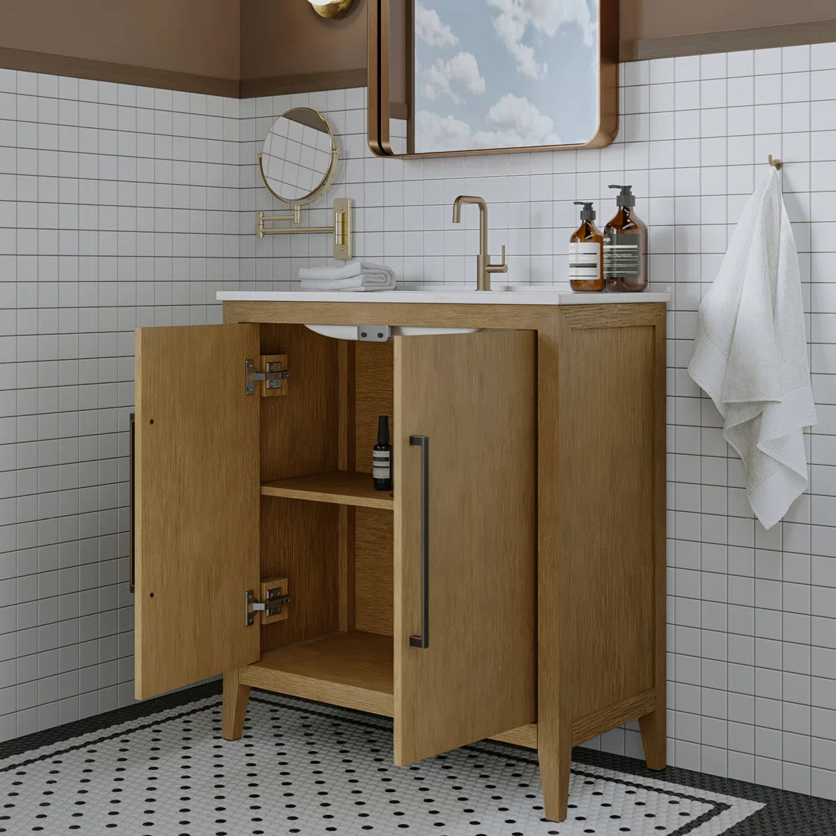 Bergen 30" Single Bathroom Vanity | White Porcelain Countertop