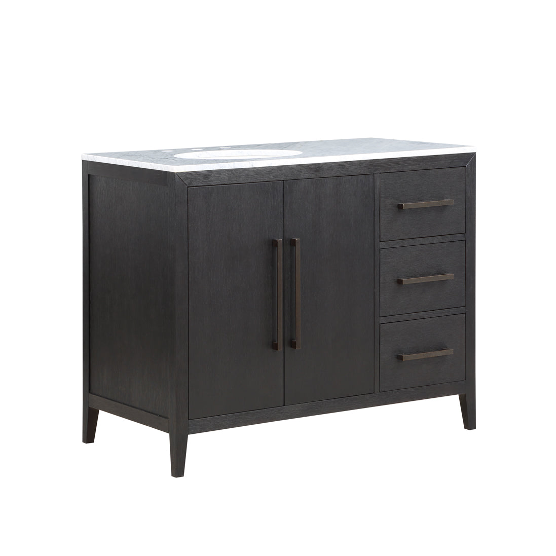 Bergen 42" Single Bathroom Vanity in Dark Weathered Oak | Calacatta Gold Quartz Countertop