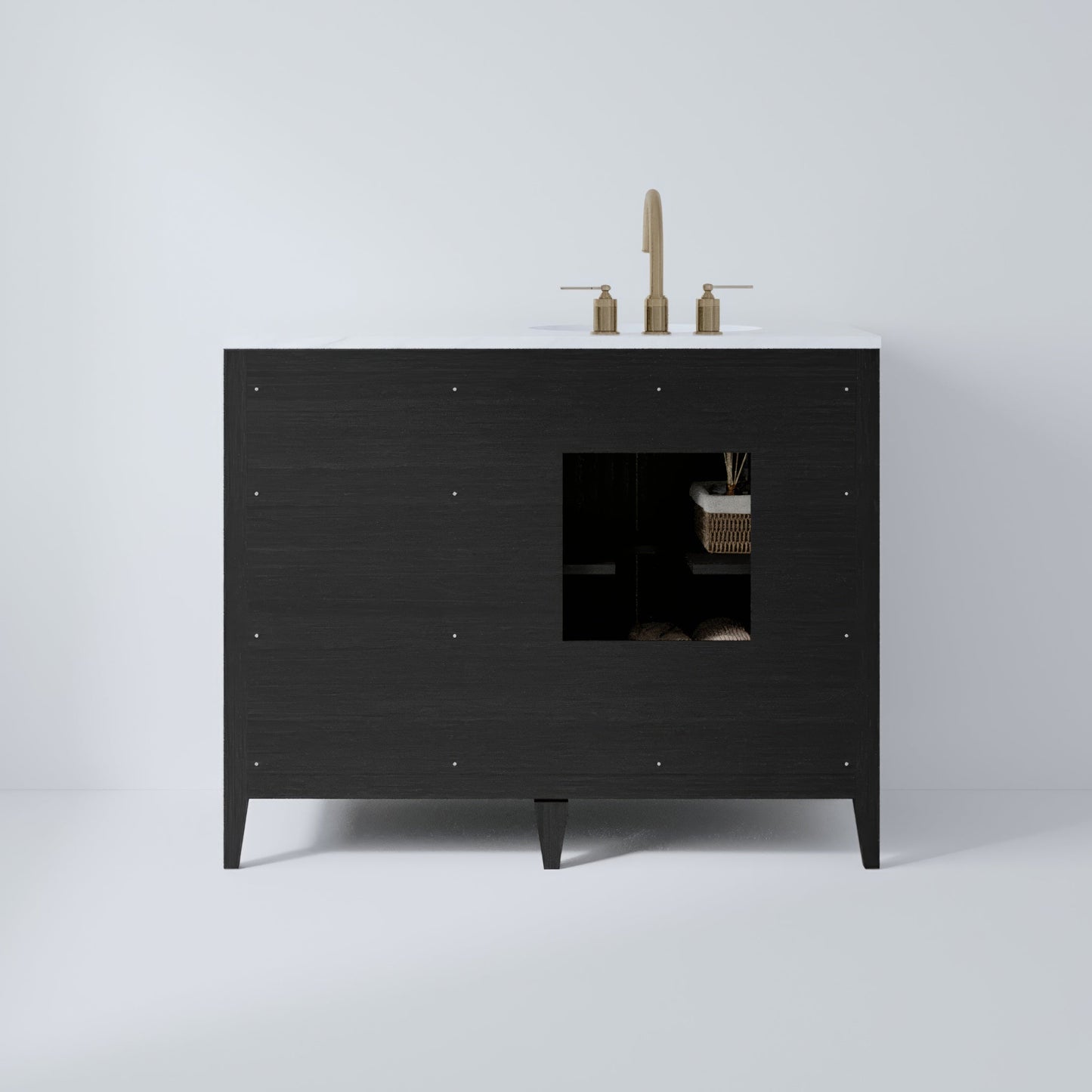 Bergen 42" Single Bathroom Vanity in Dark Weathered Oak | Calacatta Gold Quartz Countertop