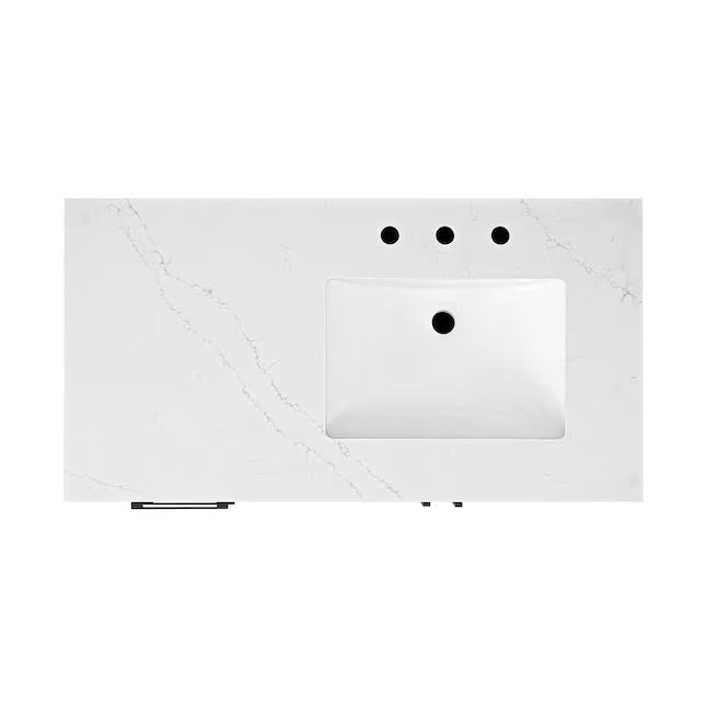 Bergen 42" Single Bathroom Vanity in Wire Brushed Oak | White Statuario Quartz Countertop
