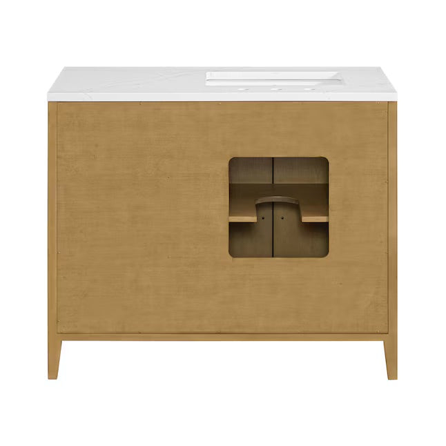 Bergen 42" Single Bathroom Vanity in Wire Brushed Oak | White Statuario Quartz Countertop